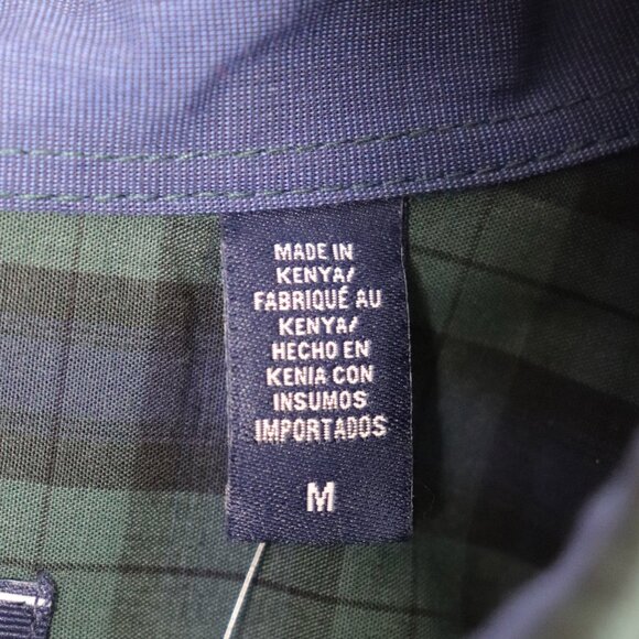 IZOD Essential Poplin Button Down Plaid Shirt Navy/Green Sz M NWT - Picture 5 of 7